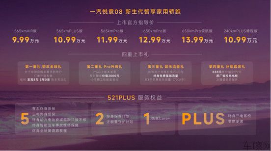 配图版【新闻稿】新生代智享家用轿跑9.99万元起售 中国一汽悦意08全球上市34